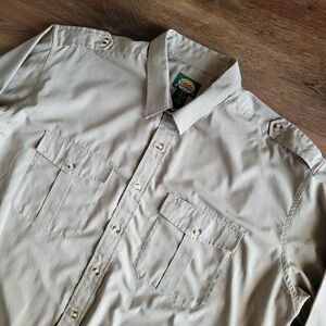 Cabelas Shirt Mens 3XLT Brown Button Down Long Sleeve Pockets 3XL Tall Epaulette